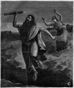 Thales de Miletus matemático e filósofo grego (625 AC - 546 AC): "Ele não viu um poço aberto debaixo dos seus pés e deixou-se arrefecer" de French School