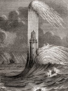 O Farol de Eddystone do século XVIII, construído por John Rudyard, Eddystone Rocks, perto de Rame Head, Inglaterra, de 