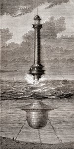 O farol flutuante do século XIX colocado à entrada do Porto de Liverpool, Inglaterra, de 