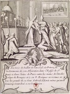 A Abjuração de Henri IV (1553-1610) em St. Denis, julho de 1593 de French School
