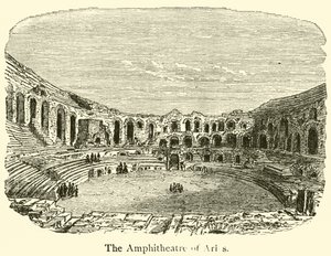 O Anfiteatro de Arles (gravura) de French School