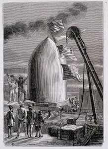 A Chegada do Projéctil a Stone-Hill - em "From Earth to Moon" de Jules Verne de French School