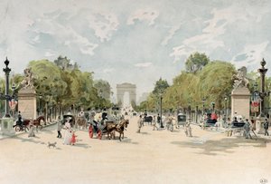 Avenida Champs-Elysees, c.1895 (wc no papel) de French School