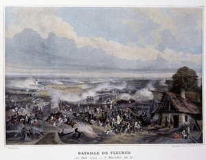 A Batalha de Fleurus em 1794 - em "Batalhas Napoleônicas", no final do século XIX de French School
