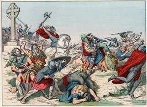 A Batalha de Poitiers, 25 de Outubro 732, ganha por Charles Martel - A Batalha de Poitiers, 25 de Outubro 732, ganha por Charles Martel (688-741) - Gravura do final do século XIX em "Nos Gires Nationales - Images et recits de French School