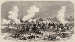 A Batalha de Solferino, Generals Niel e Vinoy na Fazenda de Quagliara (gravura) de French School