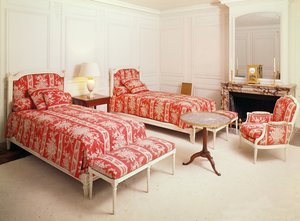 O quarto do general Charles De Gaulle (1890-1970) e sua esposa no Grand Trianon de French School
