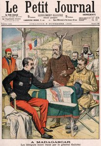 A delegação bôer recebeu o general Joseph Simon Gallieni (1849-1916) em Madagascar, capa do suplemento colorido Le Petit Journal n.625, 9 de novembro de 1902 de French School