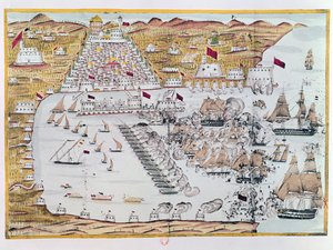 O bombardeio de Argel pelas frotas anglo-holandesas em 27 de agosto de 1816 de French School