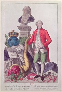O Chamado de Jacques Necker (1732-1804) 16 de julho de 1789 (gravura colorida) de French School