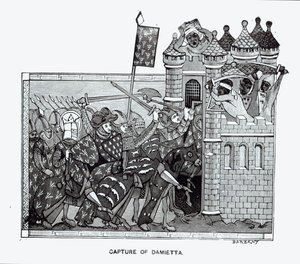 A captura de Damietta em 1249 de French School
