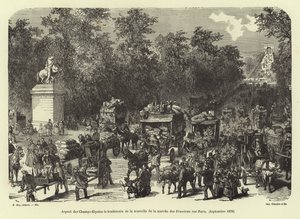 Os Champs Elysees, no dia seguinte ao recebimento da notícia da marcha da Prússia em Paris, em setembro de 1870 de French School