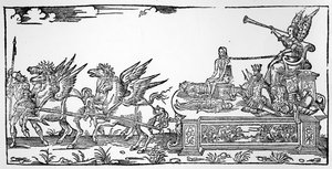 O Chariot of Fame, parte do Triunfo de Henri II, publicado em 1551 de French School