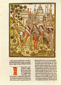 A cidade de Deus e a cidade deste século, de La Cité de Dieu, 1486-87 (xilogravura) de French School