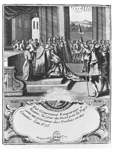 A Coroação de Carlos o Careca em 875 (gravura) de French School
