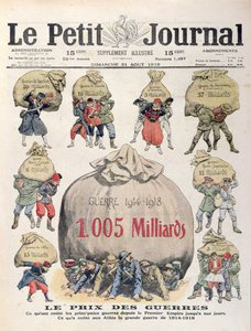 O custo das guerras do período napoleônico até a 1ª Guerra Mundial, capa do jornal Le Petit, 31 de agosto de 1919