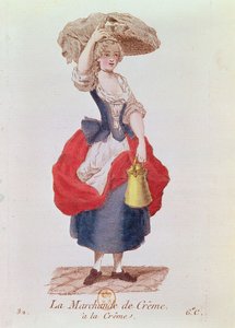 O vendedor de creme (gravura a cores) de French School
