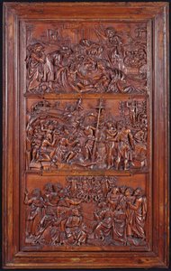 O Credo, Painel II: Decsente da Cruz, Sepultamento, Ressurreição e Descida no Limbo e Ascensão, 1587 (madeira) (ver também 414036, 4140389)