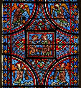 A Morte e Glorificação da Virgem Maria janela - seção superior de French School