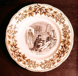A morte do tio Tom, do tio Toms Cabin por Harriet Beecher Stowe (cerâmica) de French School