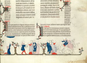 A partida de Rebecca com Eliezer, da Bíblia de Jean de Sy, c.1355
