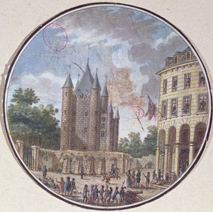 O Donjon do Templo, Paris (gravura a cores) de French School