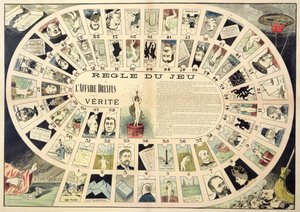The Dreyfus Affair Game, com retratos dos vários indivíduos envolvidos, final do século XIX de French School