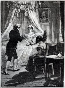 A Duquesa de Berry (Marie Caroline, Princesa das Duas Sicílias, Duquesa de Berry (1798-1870) na Fortaleza de Blay recebe o Doutor Louis Charles Deneux (1767-1846) - Gravura - de French School
