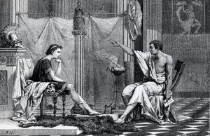 A educação de Alexandre o Grande (356-323 aC) por Aristóteles (384-322 aC) de um livro de L. Figuier de French School