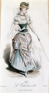 A fada da eletricidade, fantasia para uma bola de fantasia com bateria, c.1885 de French School