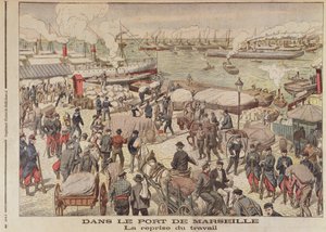 O fim da greve em Marselha, ilustração do Le Petit Journal, 23 de outubro de 1904 de French School