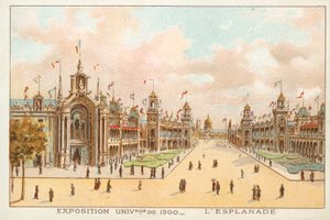A Esplanada, Exposição Universelle 1900, Paris (chromolitho) de French School