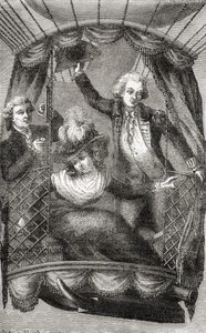 A Primeira Ascensão Balão na Inglaterra, 15 de setembro de 1784, de "Maravilhosas Subidas Balão ou a Conquista dos Céus", por Fulgence Marion, publicado em c.1870 (lito) de French School