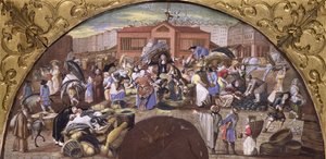 O mercado de peixe em Les Halles, c.1660 de French School
