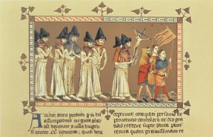 Os Flagelantes no Doornik em 1349, cópia de uma miniatura do Chronicle of Aegidius Li Muisisis de French School