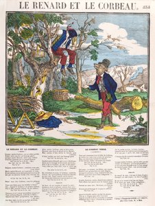 The Fox and the Crow, c.1840 (gravura colorida) de French School