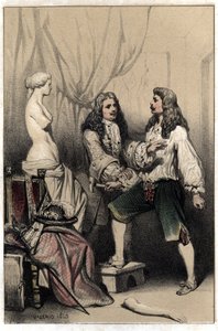 O escultor francês Pierre Puget (1620-1694), preso a quebrar a sua Vénus na sequência da proposta medíocre proposta pelo seu patrocinador Plate retirada da gravura "Scenes de la vie d