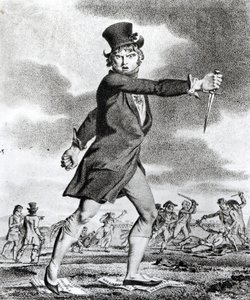 "O Amigo da Justiça e da Liberdade", caricatura jacobina da Sociedade anti-jacobina do Sol, 1795 de French School