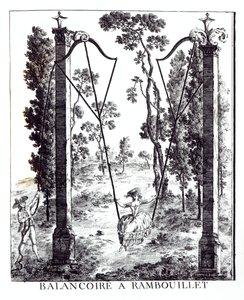O balanço do jardim em Rambouillet, de detalhes dos novos jardins a moda por George Louis o vermelho, publicado 1775-78 de French School