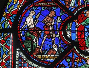 A janela do bom samaritano: Deus sentencia Adão e Eva a trabalhar (w44) de French School