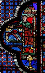 A janela do Bom Samaritano: a estalagem recebe o samaritano e o homem ferido (w44) de French School