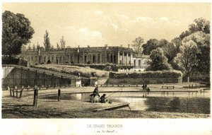 O Grand Trianon, visto do canal de Versailles em 1857. de French School