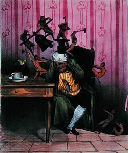 A dor de cabeça, c.1840 (cor litho) de French School