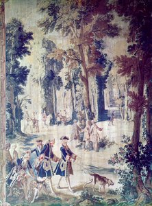 A Caçada de Luís XV, tapeçaria, meados do século XVIII (tapeçaria) de French School