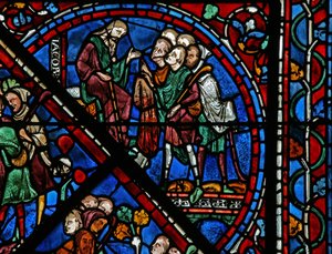 A janela de Joseph: seus irmãos apresentam Jacob com seu casaco manchado de sangue (w41) de French School