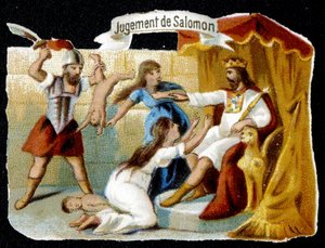 O Julgamento de Salomão - Cromo, finais do século XIX de French School