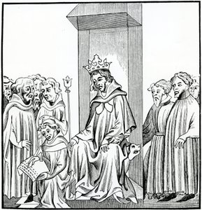 O rei dos francos dita a lei sálica, depois de uma miniatura nas Crônicas de St. Denis de French School
