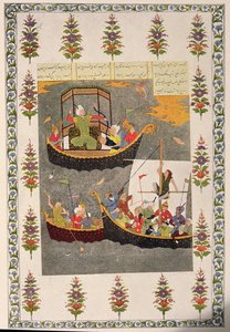 A última viagem de Sinbad, ilustração para Sinbad o marinheiro, das noites árabes, 1895 (gravura a cores) de French School
