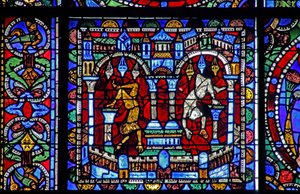 A janela da Vida de Cristo: Queda dos Ídolos (w50) de French School