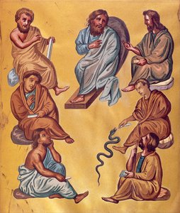 Os principais médicos da antiguidade, fascimile do Codex Constantinopolitanus de Dioscorides de French School